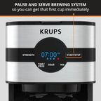 Cafetière numérique 10 tasses, acier inoxydable noir, programmation de l'infusion, pause et service automatiques