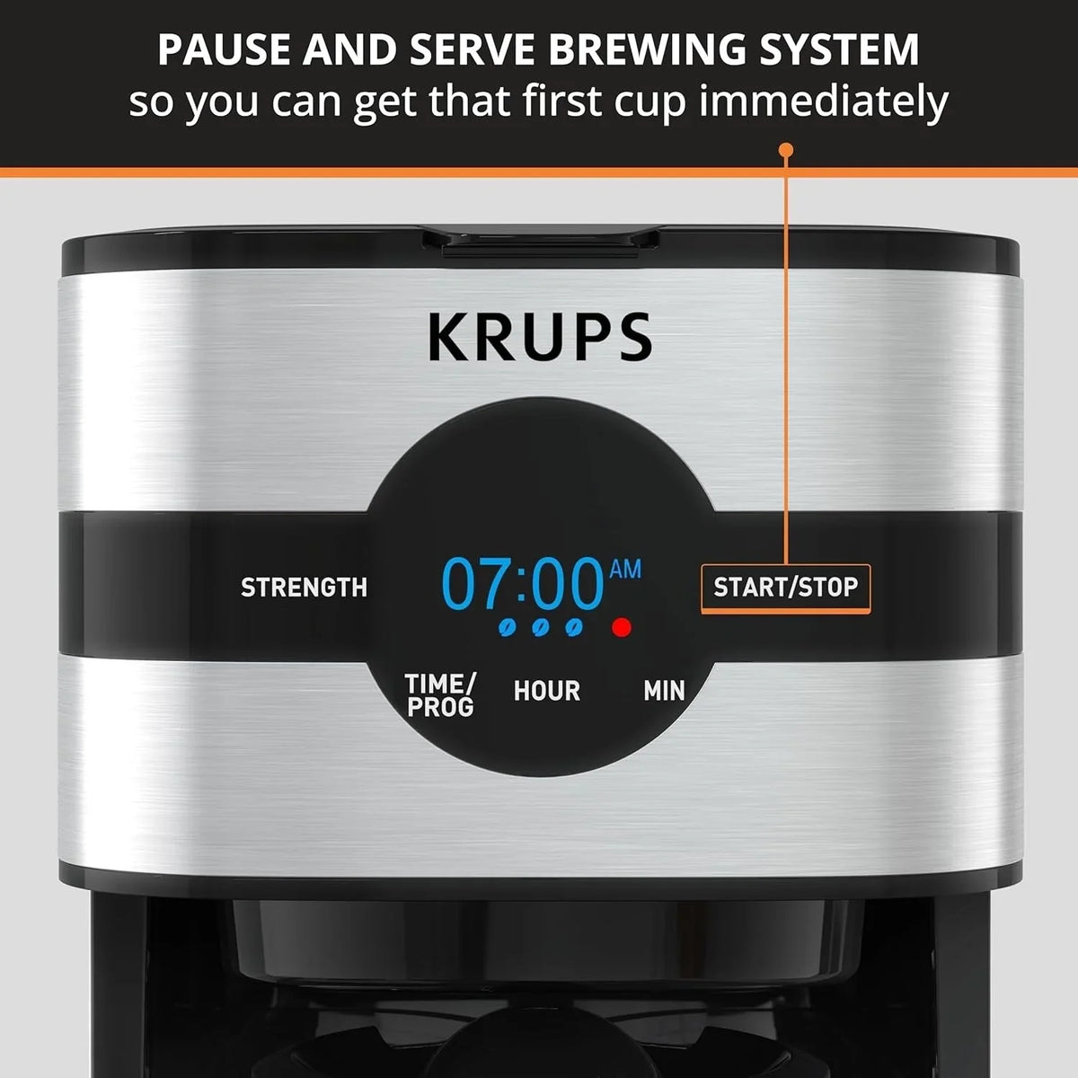 Cafetière numérique 10 tasses, acier inoxydable noir, programmation de l'infusion, pause et service automatiques