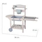 Cocina móvil de juego "Mud & Play BBQ" para niños – Madera certificada FSC – Acabado en gris grabado