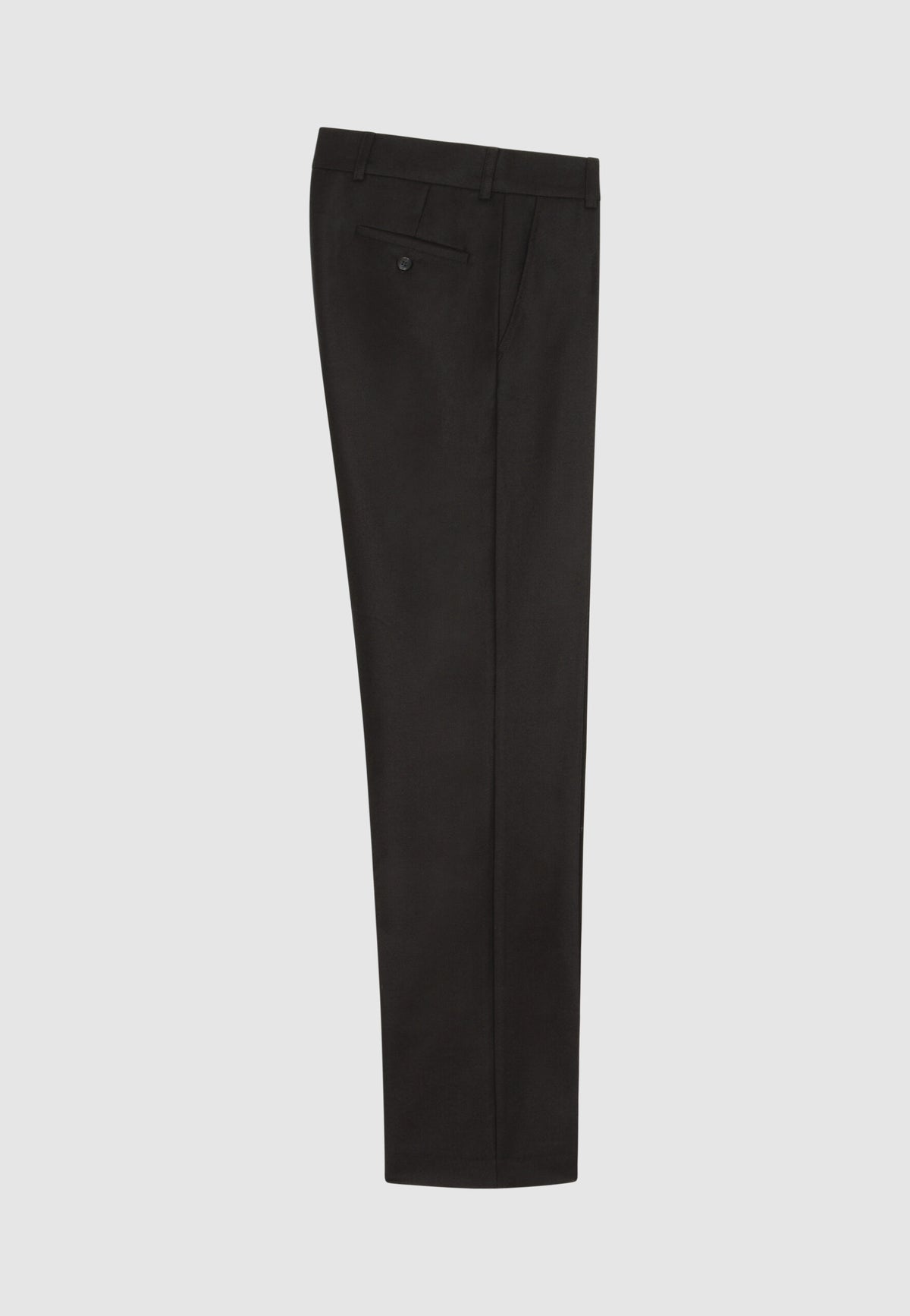 Pantalon droit en flanelle de laine noire