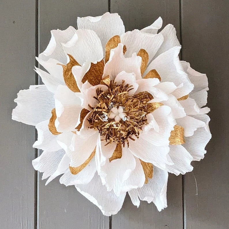 Decoraciones de pared de papel crepé floral de 15-25 cm para escaparates de tiendas de bodas