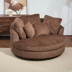 Modern Sofa Chair Round Accent Barrel Chair With 5 Pillows and Optional Ottoman