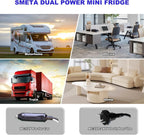 SMETA Frigo 12V 220V, Frigo Camping Car Chambre Silencieux 53L, Réfrigérateur avec Serrure et Porte Réversible, pour Caravane Van Aménagé Voiture Chambre Bureau Gîte, Noir