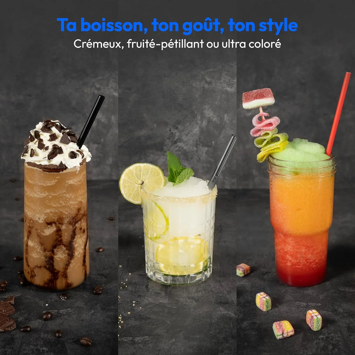 MEDION Machine à granité (boissons glacées, capacité 2,6L, réservoir 1,9L, slush machine pour boissons, 5 modes de boisson, machine a glace, préparation en 30–60min, compresseur, MD12090)