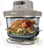 Ninja CRISPi PRO XL, Friteuse sans huile en verre, 5 modes de cuisson prédéfinis, avec contenants en verre CleanCrisp de 5,7 l et 2,3 l, couvercles de rangement, Stone/Or AS090EUSD