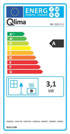 Poele a pétrole électronique Qlima SRE 3231C2 3,1 KW pour volume 120m3/48m2, systeme anti odeur, régulation température, gris argent