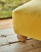 Batson Oak Wood & Velvet 1 Seater Sofa Yellow