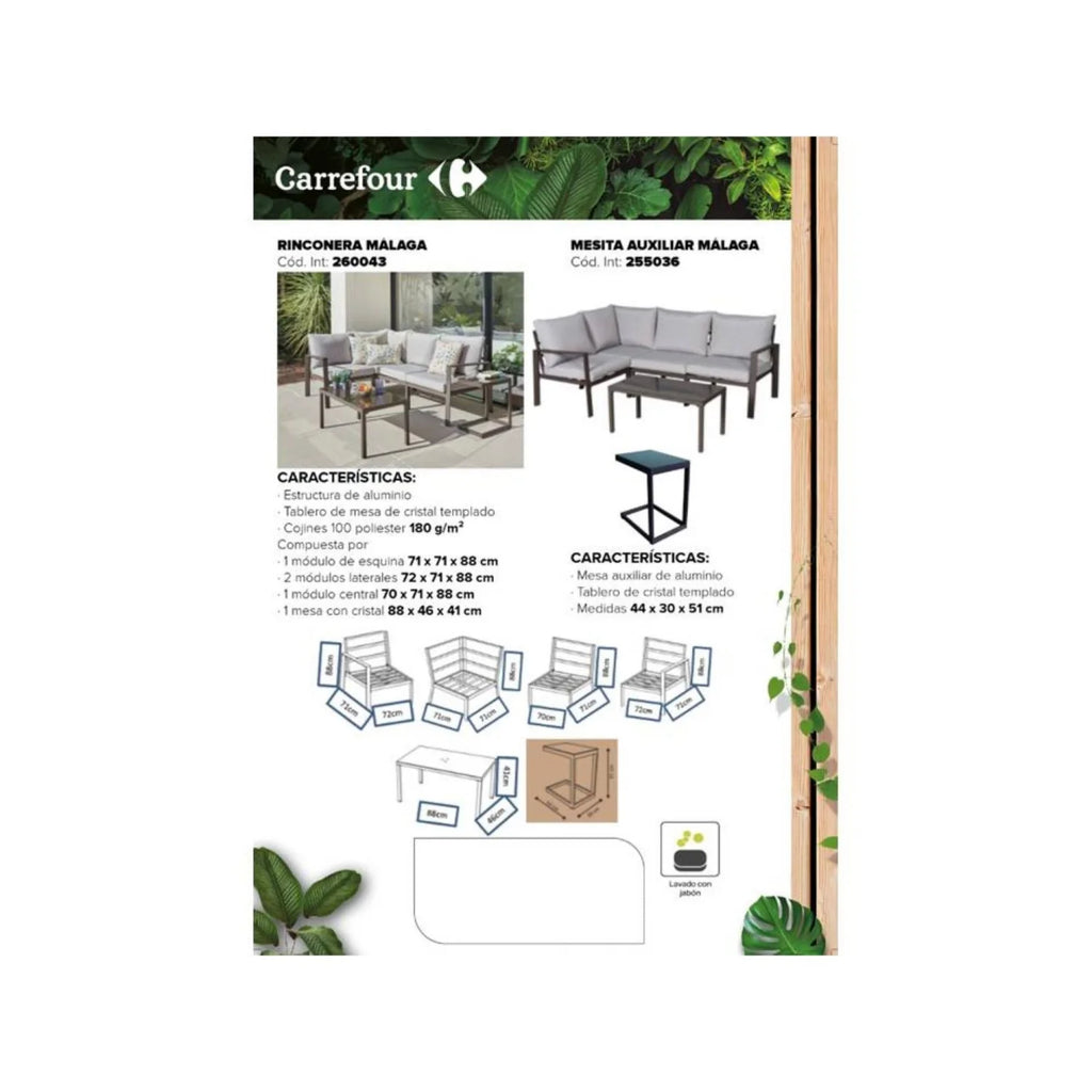 Conjunto de Jardín Rinconera de Aluminio Mesa + Rinconera , Málaga