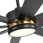 65 Inch 8-Blade Black LED Ceiling Fan with Light and Remote