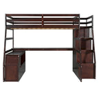 Full Pine Loft Bed with Desk and Storage