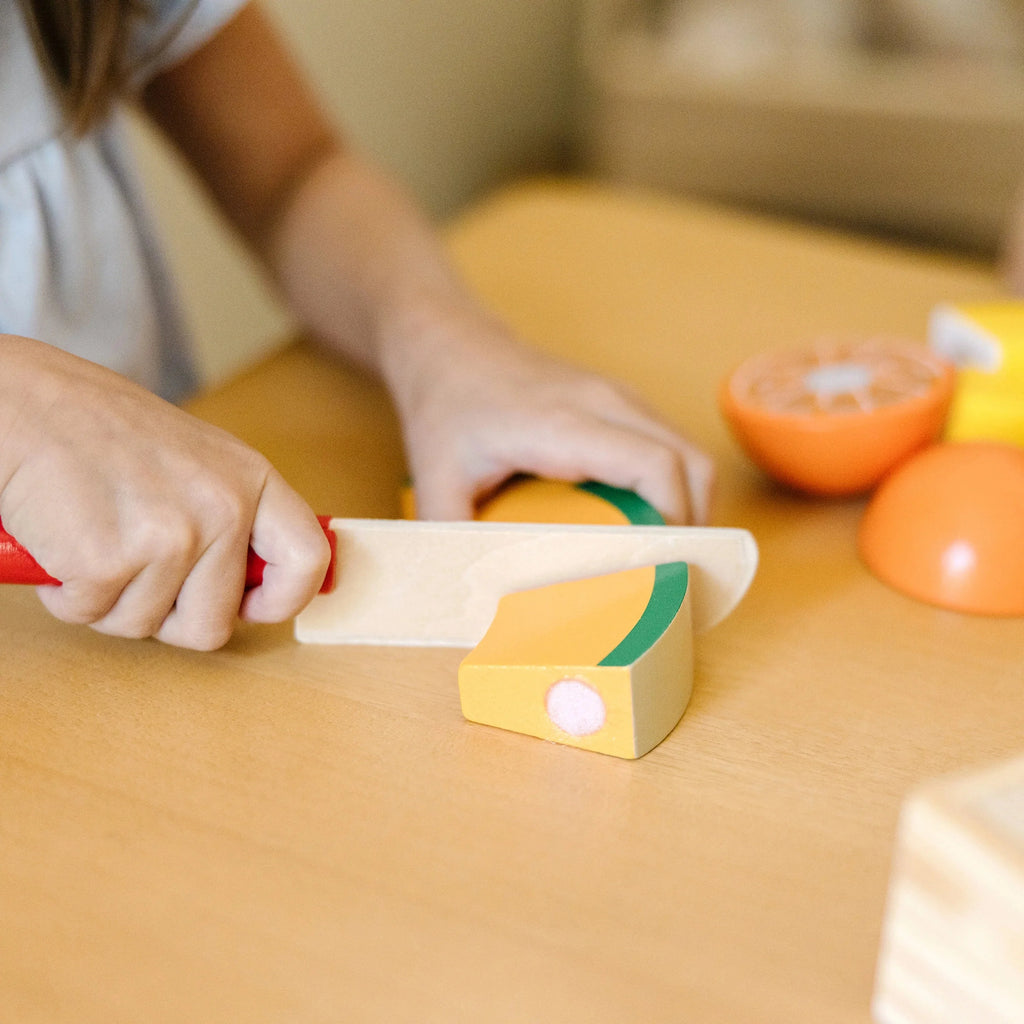 Melissa & Doug Set de Cortar Frutas – Accesorio de Cocina de Juguete de Madera, Multicolor
