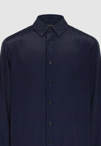 Chemise en crêpe fluide bleu marine