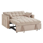 4 in1 Loveseat Sofa Bed with Armrests & Storage Pockets, Multi-Function Tufted Pull-out Sofa Bed with Adjustable Backrest