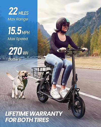 URBANMAX C1 Scooter Eléctrico con Asiento, Motor Potente de 450W y Autonomía de hasta 22 Millas