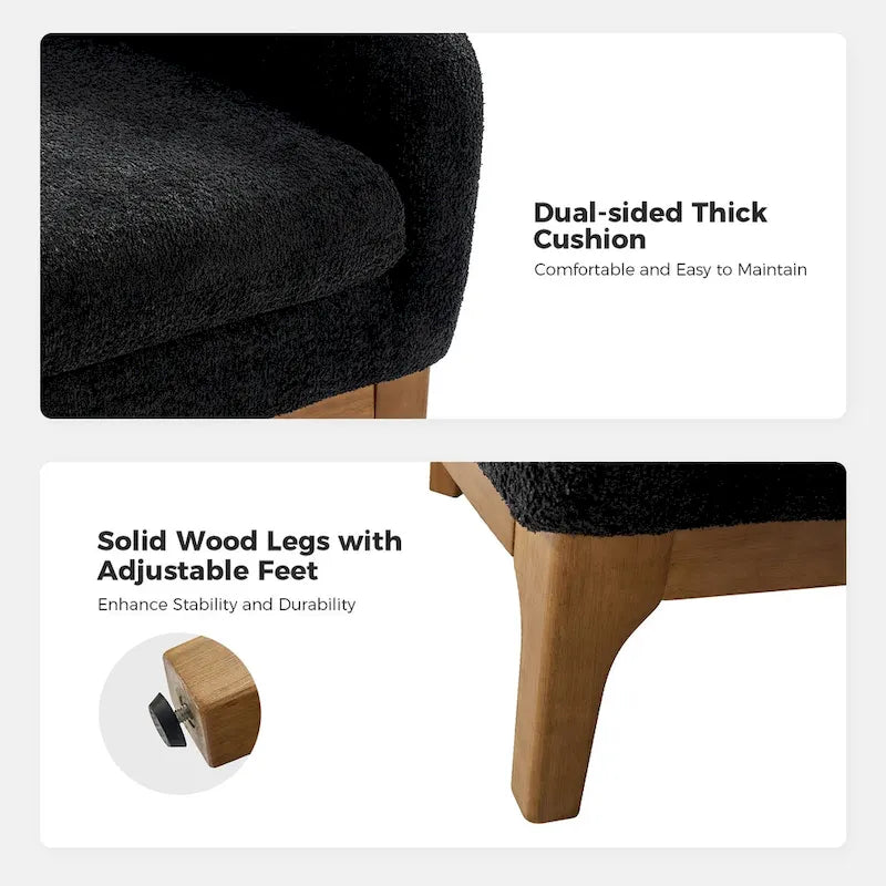 Augus Modern Boucle Accent Barrel Chair with Solid Wood Legs by HULALA HOME