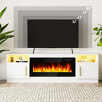 Bossin 70 Fireplace TV Stand with 36 Electric Fireplace, TV Stand for TVs Up to 80, 16 Colors LED Lights/Entertainment Center