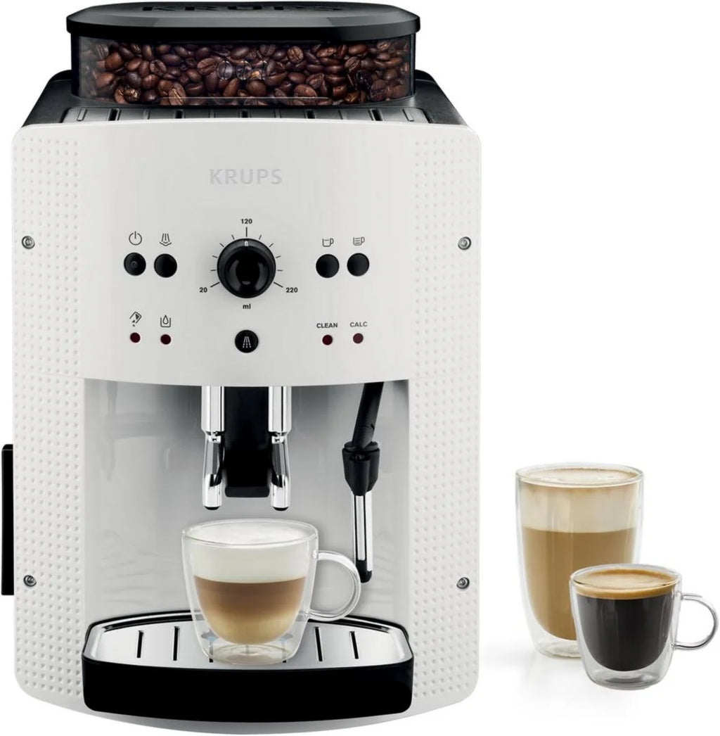Krups Machine à café à grains, 1,7 L, 2 tasses simultanément, Nettoyage automatique, Buse vapeur pour cappuccino, Cafetière expresso, Essential black YY8125FD, Noir