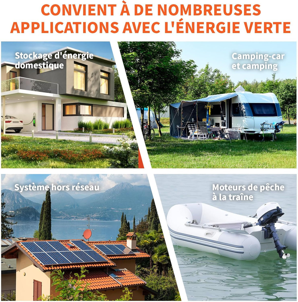 Batterie LiFePO4 12V 200Ah, Batterie Lithium avec 98% Efficacité, BMS 200A, IP65, 4500-16000 Cycles, Autodécharge 3% pour Systèmes Solaires, Applications Marines et Hors-Réseau