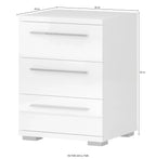 Mesita de noche Piano blanca brillante con 3 cajones con cierre suave, 45 cm de ancho