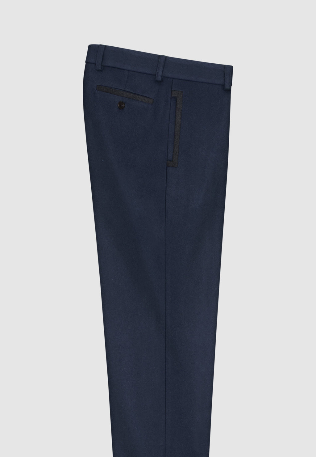 Pantalon en flanelle de laine bleu à poches rectangulaires