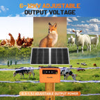 FarmNix 48KM Électrificateur Clôture Electrique Solaire, 6KV-12KV avec Panneau Solaire 15W & Batterie 7Ah 12V, 0.3-1.5J pour élevage d'animaux de berger, pour ferme, pâturage, jardin