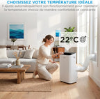 MIDEA Climatiseur Mobile Silencieux 9000 BTU avec Évacuation | 4 en 1: Climatisation, Ventilation, Déshumidification, Sleep | Clim Portable avec Contrôle App & Télécommande | Kit de Fenêtre Inclus