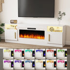 Bossin 70 Fireplace TV Stand with 36 Electric Fireplace, TV Stand for TVs Up to 80, 16 Colors LED Lights/Entertainment Center