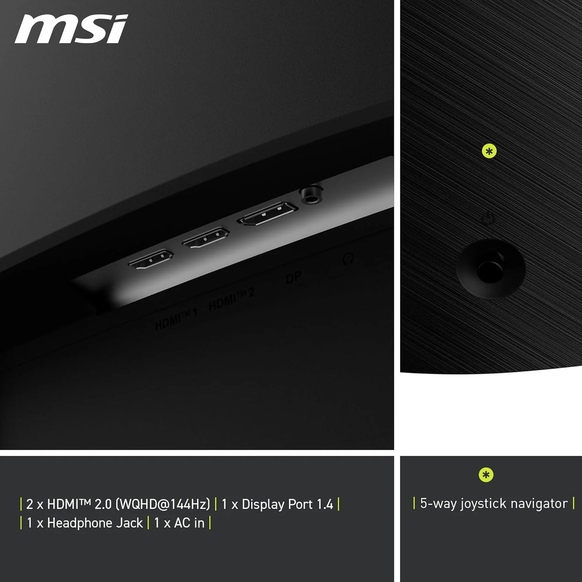 MSI MAG 32CQ6F Écran Gaming incurvé FHD de 32" - Dalle Rapid VA 2560 x 1440 1500R, 180 Hz / 0,5ms, DisplayHDR 400, AMD FreeSync, AI Vision, Compatible VESA, inclinable - HDMI 2.0b, DP 1.4a