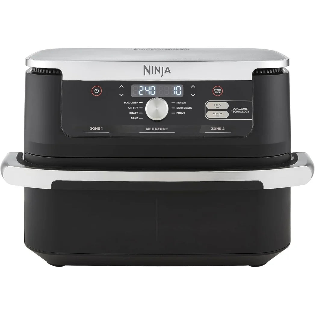 NINJA Foodi FlexDrawer Air Fryer, Dual Zone Avec Séparateur Amovible, Grand Tiroir de 10.4 L, 7-en-1, Double Zone, Sans Huile, Pièces Antiadhésives Compatibles Au Lave-Vaisselle, Noir AF500EU
