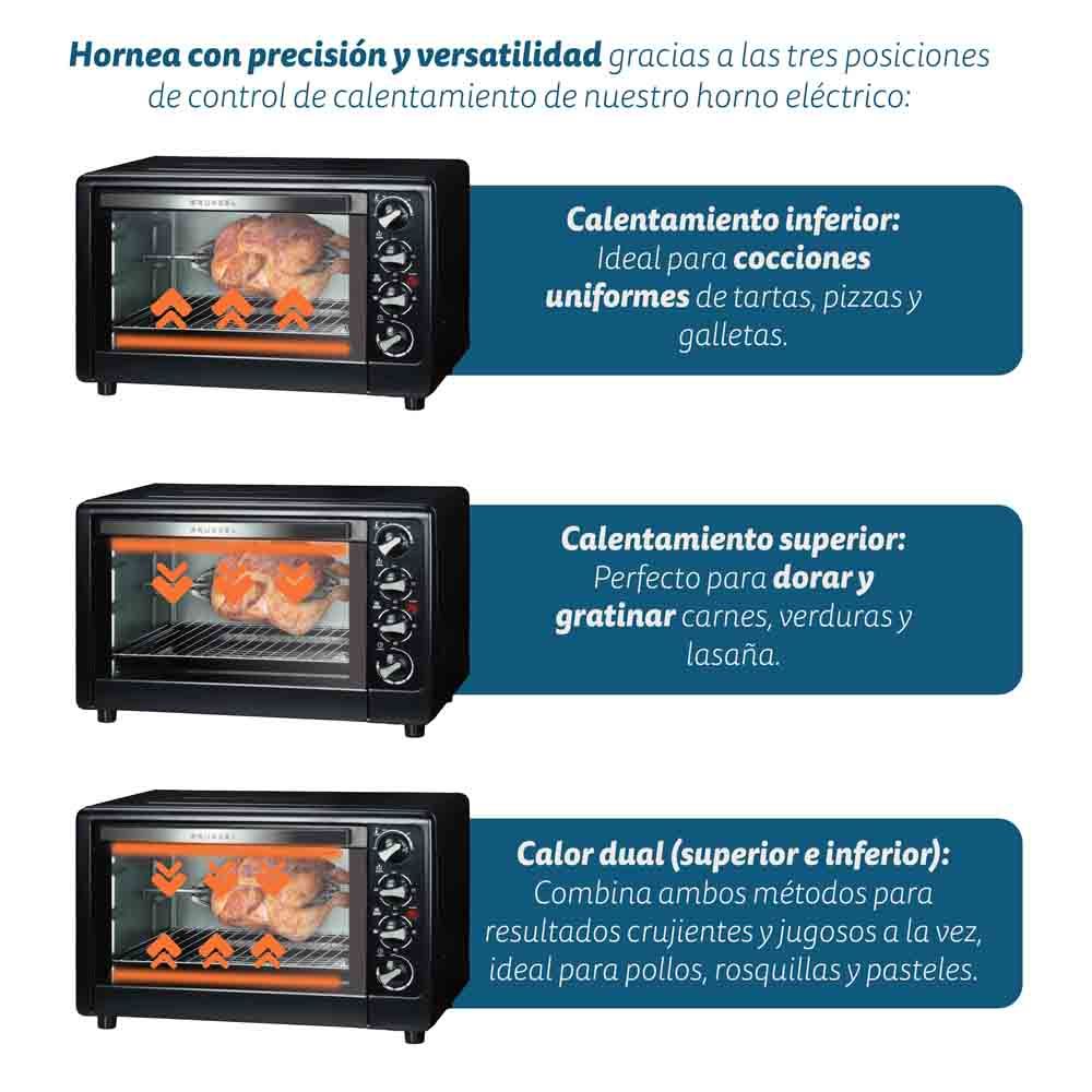 Horno Eléctrico Multifunción De Sobremesa  De 48l - Hr-48rmrusti - 2200w - Negro