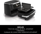 NINJA Foodi FlexDrawer Air Fryer 2 Compartiments Avec Séparateur Amovible, Grande Capacité 10.4L, Air Fryer 7-en-1, Max 240°C, Pièces Antiadhésives Amovibles Lavables Au Lave-Vaisselle, Noir