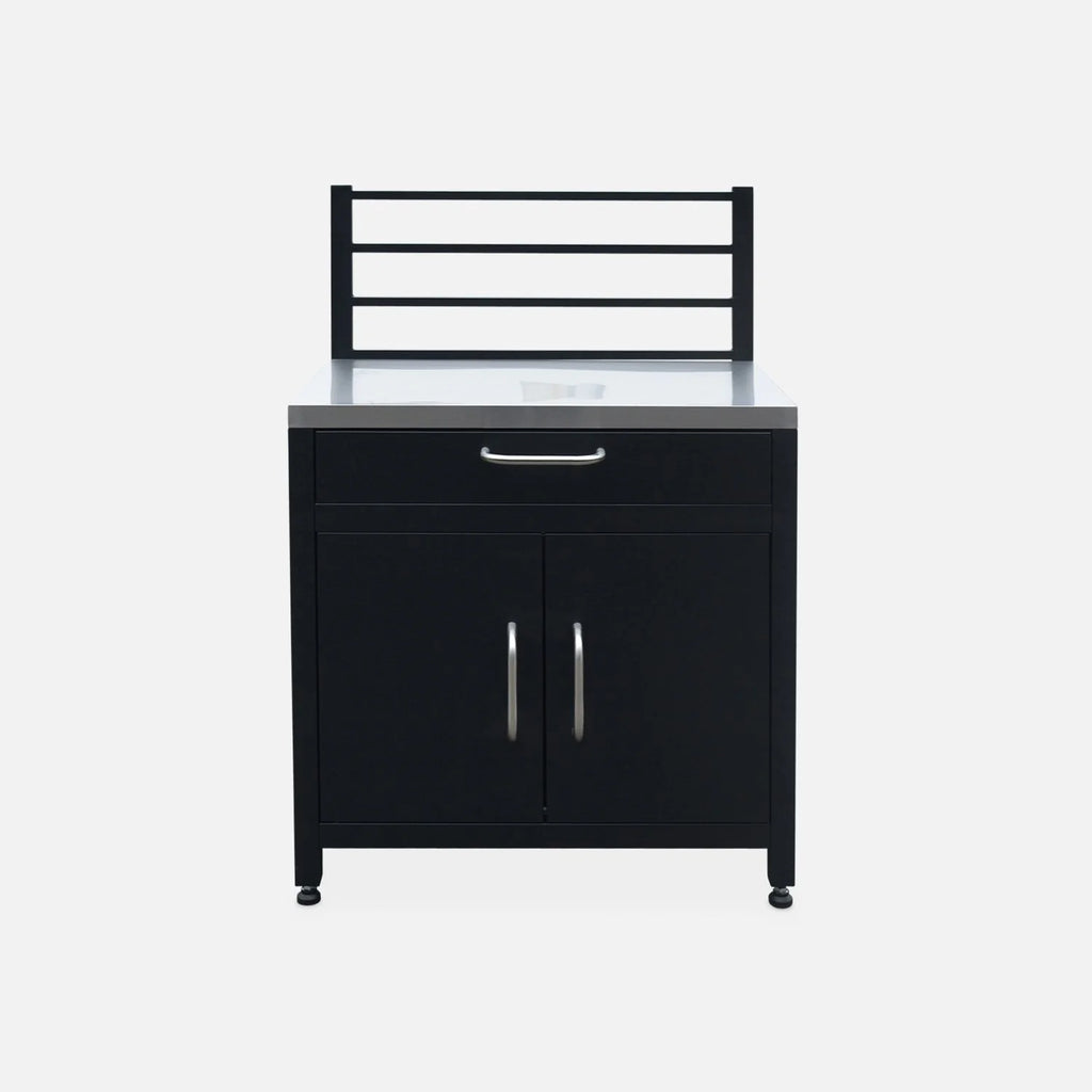 Cocina Exterior De Acero 1 Cajón Y 2 Puertas, 80cm, Negro