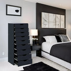Narrow Wooden 9-Drawer Cabinet with Smooth-Glide Drawers and Top Storage Shelf