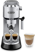 De'Longhi Dedica Espresso Machine, Coffee and Cappucino Maker with Milk Frother, Metal / Stainless, Compact Design 6 in Wide, Fit Mug Up to 5 in, EC680M