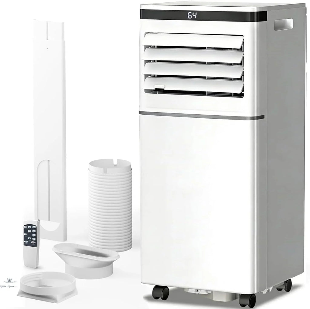 Climatiseur portable 8000 BTU, télécommande, mode ventilateur, refroidit 350 m², minuterie 24 heures, fonctionnement silencieux, fenêtre, 2 vitesses de ventilateur pour chambre à coucher, bureau