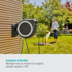 Gardena Enrouleur de Tuyau Mural Rollup L (Blanc) – Longueur 30m – Ø13mm– Garantie 5 Ans– Dévidoir pivotant à 180°– Kit Complet avec Lance, raccord, Tuyau et Support Mural Inclus (18627-20)