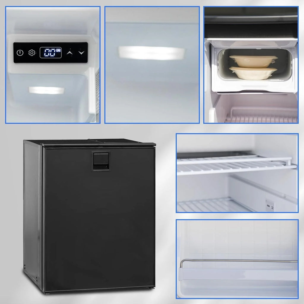 Techomey Frigo Compression 12V, 85L de Voiture, Congélateur 12V/24V, Frigo à Compresseur, pour Voiture, Camion, Camping car, Caravane, Fourgon, Van Aménagé, Noir
