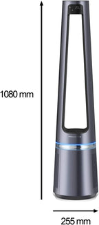 Rowenta Eclipse 2-en-1 Ventilateur purificateur, Ventile et filtre l'air, Particules fines, 32 dB (A), Puissant, Oscillation, 12 vitesses, Minuteur, Départ différé QU5030F0
