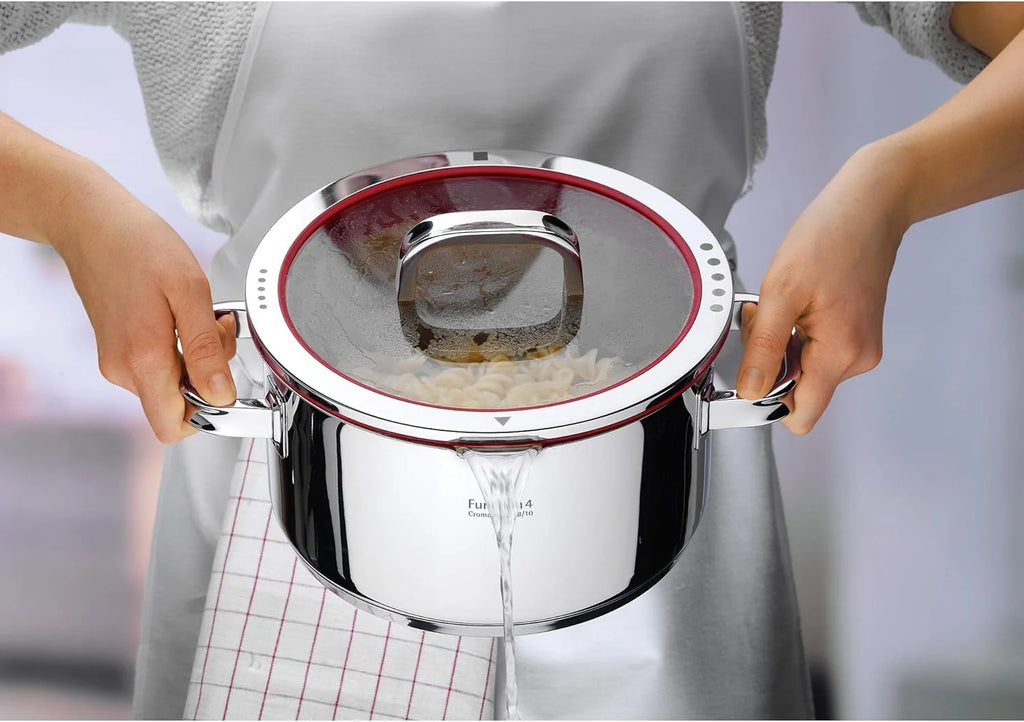 WMF Function 4 - Batería de Cocina 5 Piezas, Acero Inoxidable Apto para Inducción, 1 cacerola baja de 20 cm, 3 cacerolas altas de 16 cm, 20 cm y 24 cm con tapa, 1 cazo 16 cm