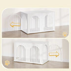 100cm Cage pour Chiens,Cage Chien de Taille Moyenne, Maisonnette pour Animaux,3 Portes, Porte arquée, 60 x 100 x 63 cm,Ivoire Clair