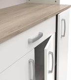Miroytengo Kitchen Side Cabinet, Kitchen Cabinet, Buffet Kitchen Cupboard 6 Doors White and Oak Kronberg 101 x 185 cm