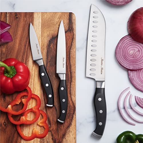 Juego de Cuchillos de Cocina Premium de 19 Piezas con Bloque de Madera | Cuchillería de Acero Inoxidable Alemán Master Maison con Afilador de Cuchillos y 8 Cuchillos para Bistec