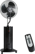 HOMCOM Ventilateur brumisateur 100 W à ionisation négative, ventilateur sur pied 130 cm, oscillation à 120°, 3 vitesses, 3 modes, réservoir d'eau 1,5 L, télécommande, minuterie 9h, roulettes, noir