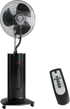 HOMCOM Ventilateur brumisateur 100 W à ionisation négative, ventilateur sur pied 130 cm, oscillation à 120°, 3 vitesses, 3 modes, réservoir d'eau 1,5 L, télécommande, minuterie 9h, roulettes, noir