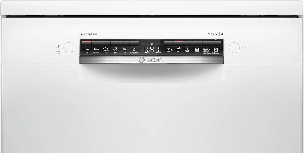 Bosch SMS4EMW01E - Série 4 - Lave-vaisselle Pose-libre - 60 cm - 14 couverts - Silence Plus 42 dB - Blanc
