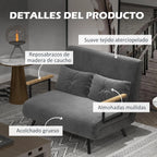 HOMCOM Sofa Bed 2 Seater Folding Sofa Bed Upholstered in Velvet with 5 Levels Adjustable Backrest and Padded Pillows for Office Bedroom Living Room 102 x 73 x 81 cm Beige