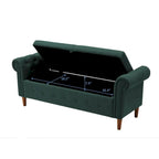 Storage Bench for Bedroom End of Bed Rolled Armed Velvet Ottoman Couch Long Bench