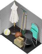 WASABI Abri de Jardin en Résine Unit 1.4 - Assemblage Simple - Fenêtre à lumière du Jour - Panneaux de 12mm d'épaisseur - Plancher Inclus - Blanc Gris - Cabane de Stockage extérieur en PVC 1,37m2