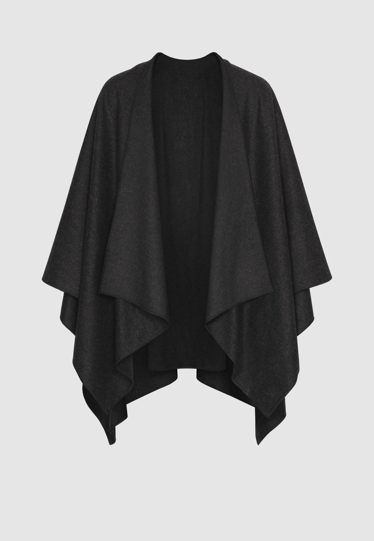 Pancho en laine et cachemire gris foncé