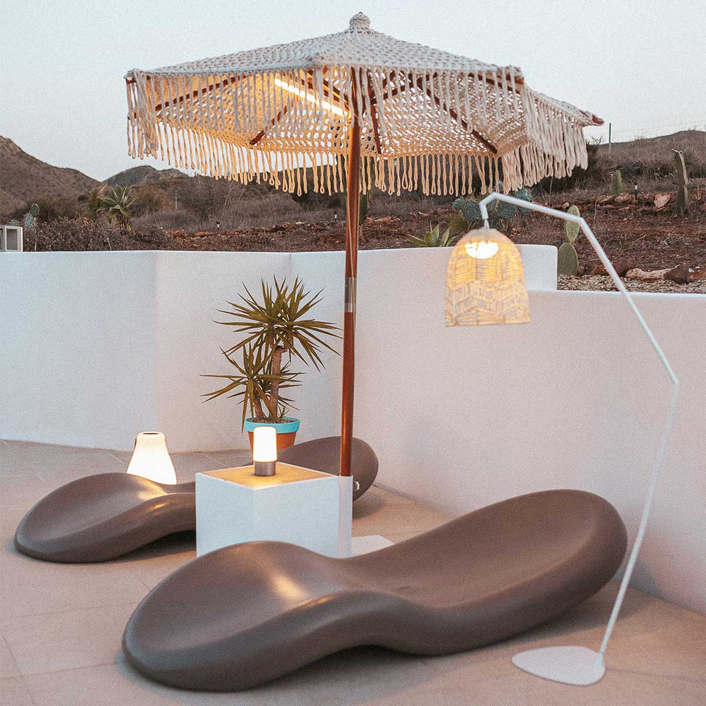 Sombrilla hecha de macramé BINIBECA para exterior ø210x229cm